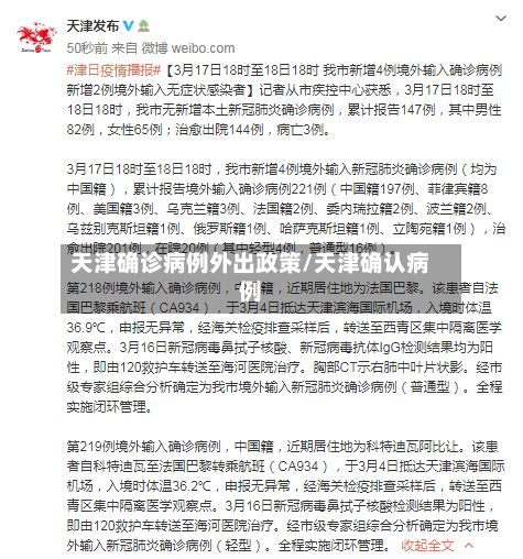 天津确诊病例外出政策/天津确认病例
